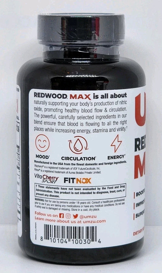 UMZU REDWOOD MAX Blood Flow Support Dietary Supplement 60 Capsules