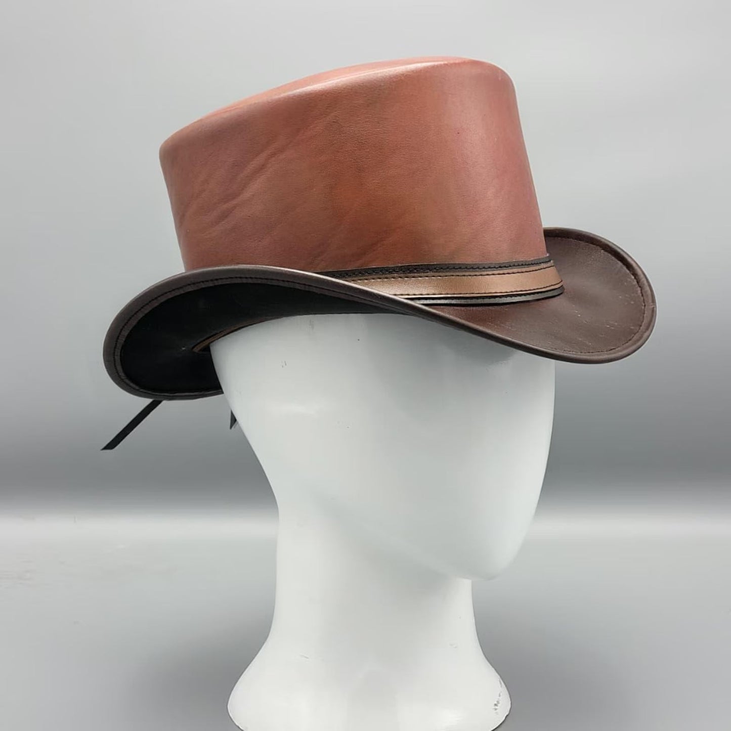 Brown Leather Top Hat – Handmade Steampunk Western Cowboy Hat