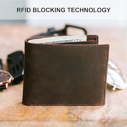 Top Grain Leather Wallet for Men – RFID Blocking Bifold with 2 ID Windows